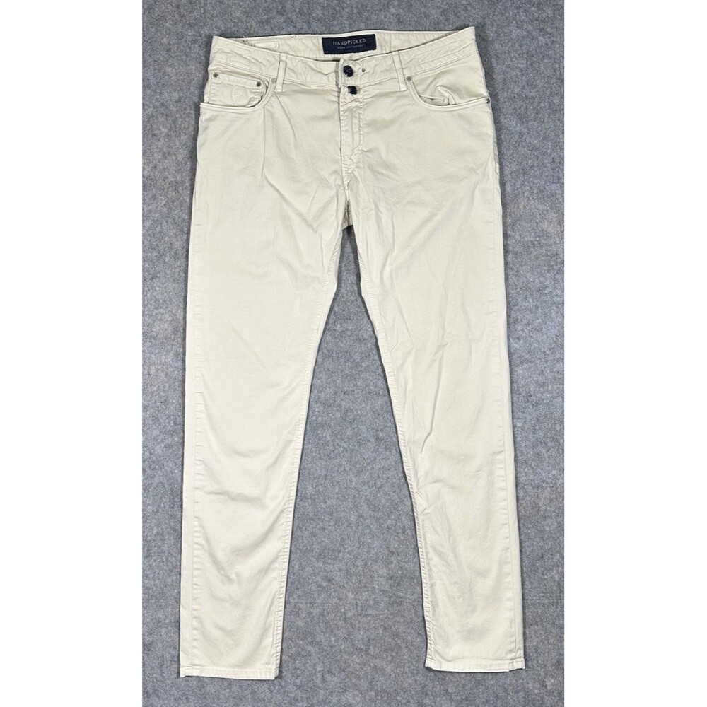 Handpicked Ravello Pants Men’s 36 (35x32) Ivory Slim Straight Designer Classic